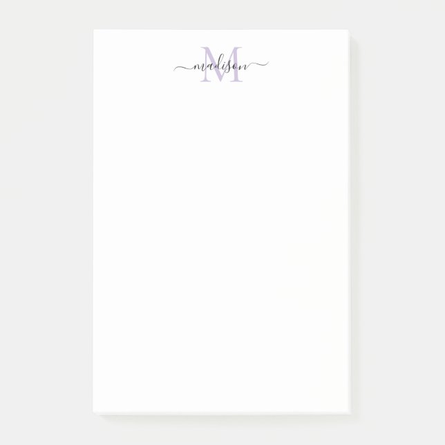 Post-it® Design Moderne Script Monogramme Purple Pastel (Devant)