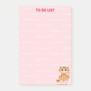 Post-it® Dessin animé de chat sur liste de tâches rose