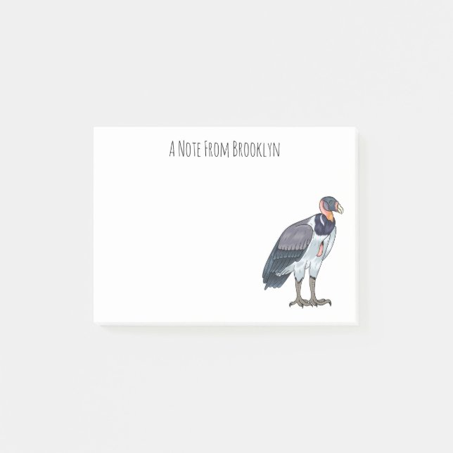 Post-it® dessin animé d'oiseau vautour du roi (Devant)
