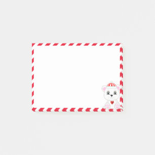 Post-it® Dessin animé d'ours polaire mignon sur fond rouge 
