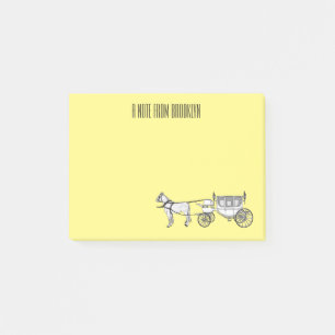 Post-it® dessin animé mariage cheval & calèche