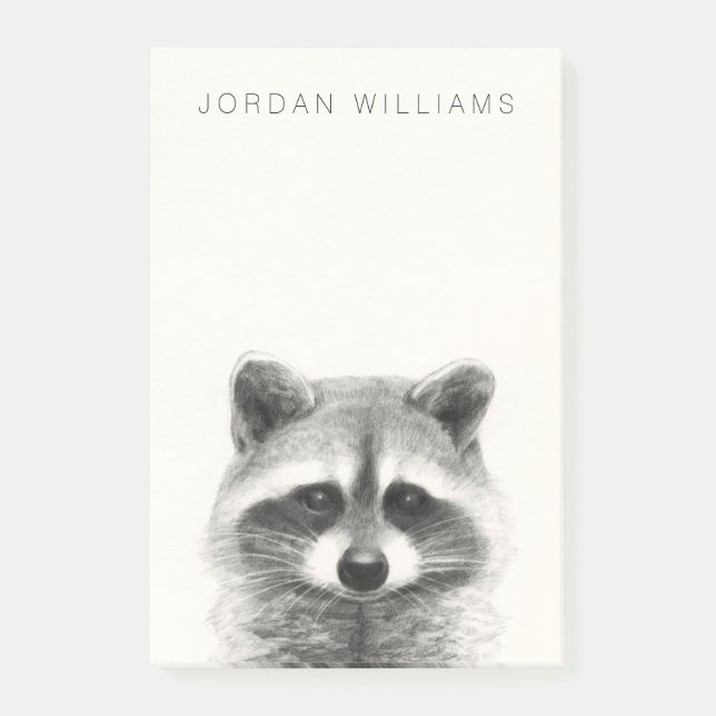 Post-it® Dessin au crayon de Raccoon (Devant)