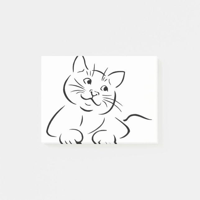Post-it® Dessin de chat animal Feline Kitten Kittie Dessin (Devant)