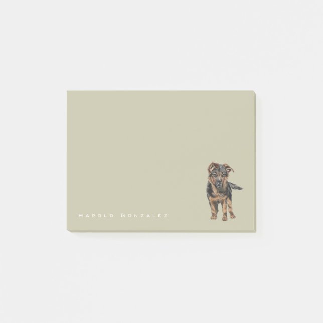 Post-it® Dessin de chiot de berger allemand (Devant)