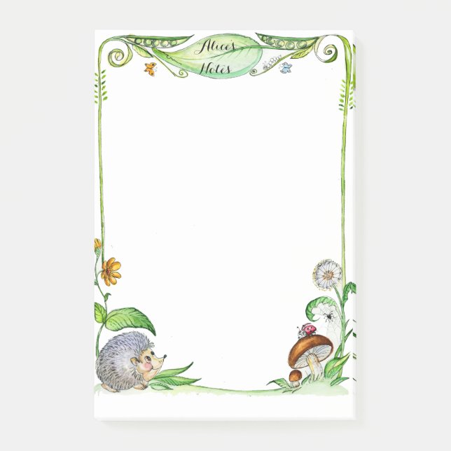 Post-it® Dessin de hérisson et d'encre de champignon de la  (Devant)