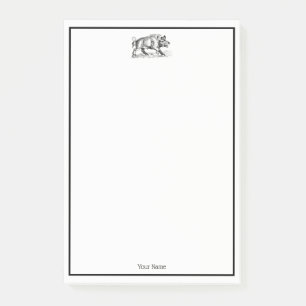 Post-it® Dessin vintage de sanglier en noir et blanc #2