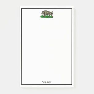 Post-it® Dessin vintage de sanglier en noir et blanc #3C