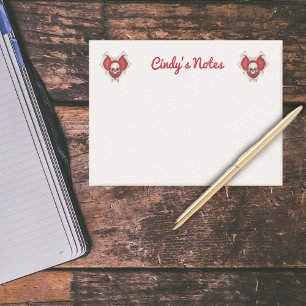 Post-it® Deux Coeurs rouges Éffrayants avec os et crânes bl