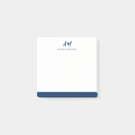 Post-it® Deux Monogrammes Marine Blue Script Décontracté
