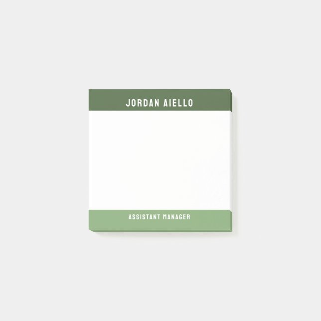 Post-it® Deux nuances de vert Nom et titre (Devant)