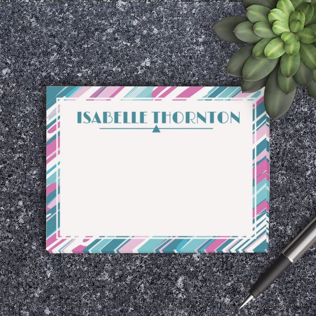 Post-it® Diagonal Turquoise & Purple Stripes Nom (Pretty Post-it Notes)