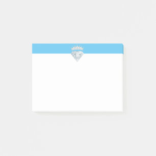 Post-it® Diamant & tiara élégant sur bleu turquoise & blanc
