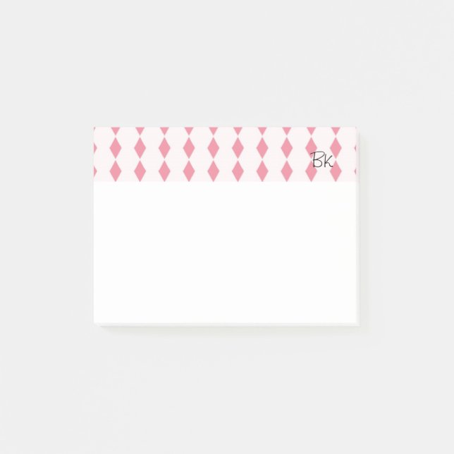 Post-it® Diamants roses avec initiales (Devant)