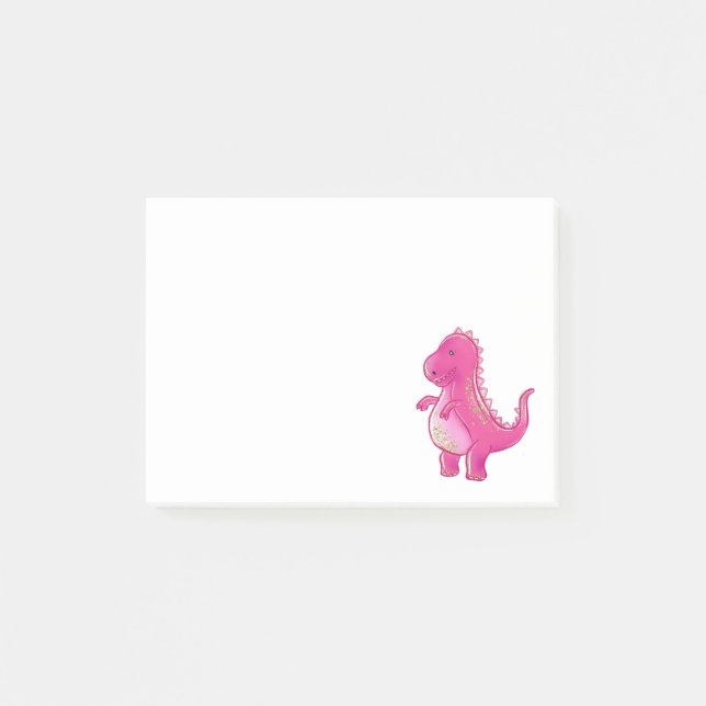 Post-it® Dinosaure mignon rose de T Rex | Dino (Devant)