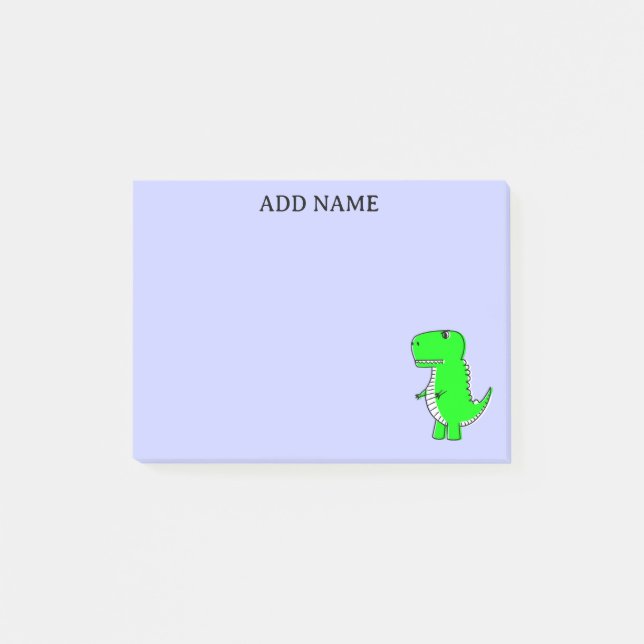 Post-it® Dinosaure vert Nom personnalisé du dessin (Devant)