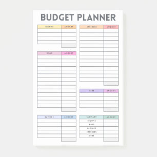 Post-it® Disposition de planificateur de budget pastel