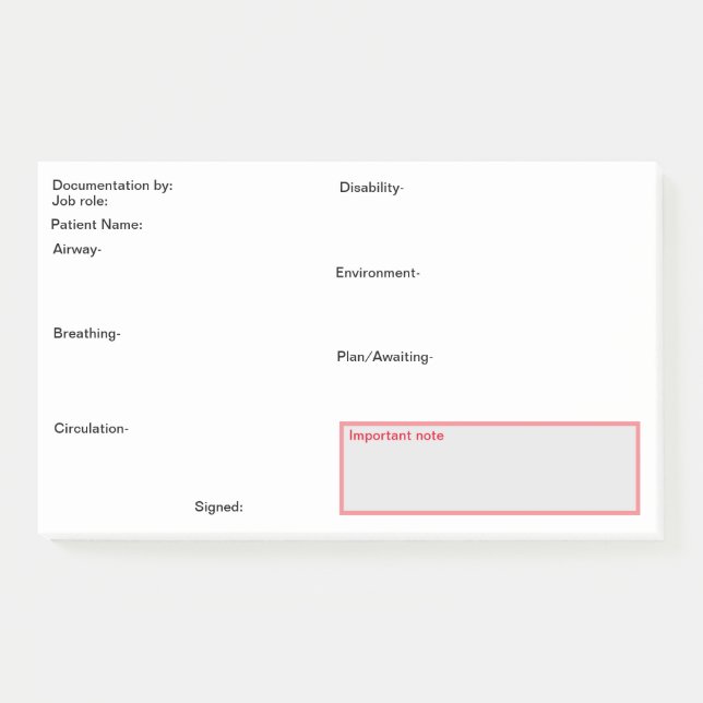 Post-it® Documentation sur les soins infirmiers postés. (Devant)