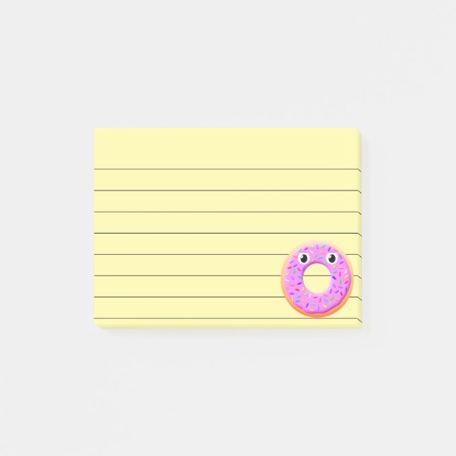 Post-it® Donut Avec Yeux Et Saupoudrés Dessin Liné 4x3 (Devant)