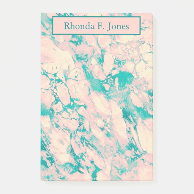 Post-it® Dossier de poche en marbre rose et bleu (Devant)
