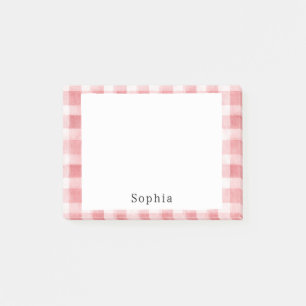 Post-it® Douces Rayures à Carreaux Roses Blanches Féminines