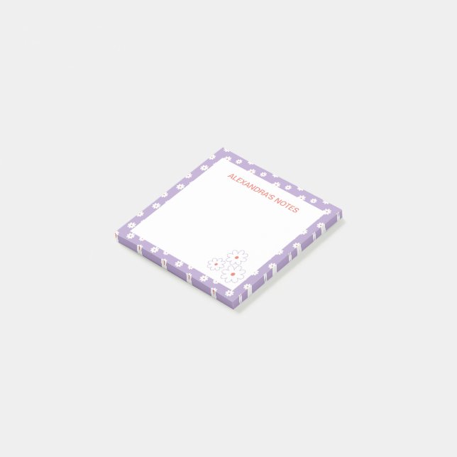 Post-it® Doux Blancs Motif Floral Personnalisé (Incliné)