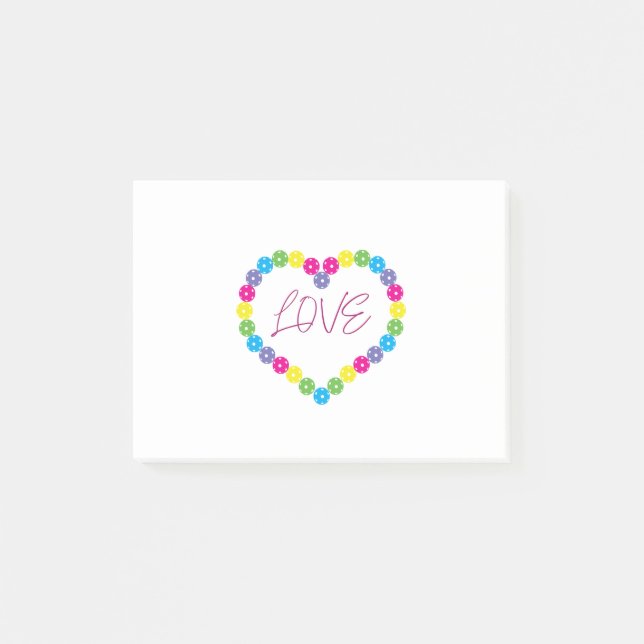 Post-it® Doux cœur de Pickleball. Amour Pickleball (Devant)