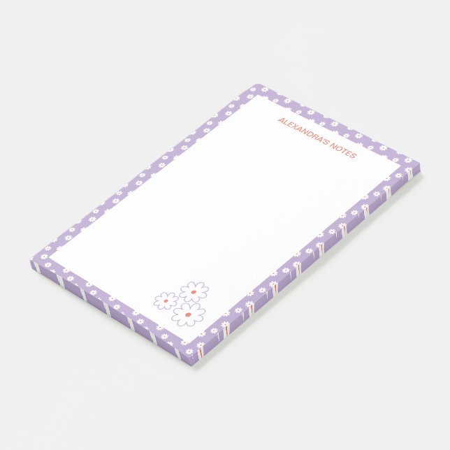 Post-it® Doux marguerites blanches motif floral (Incliné)