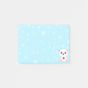Post-it® Doux ours polaire de dessin animé sur bleu ciel