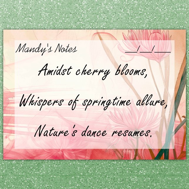 Post-it® Doux rose délicat Floral tendance 4" x 3" (Créateur téléchargé)