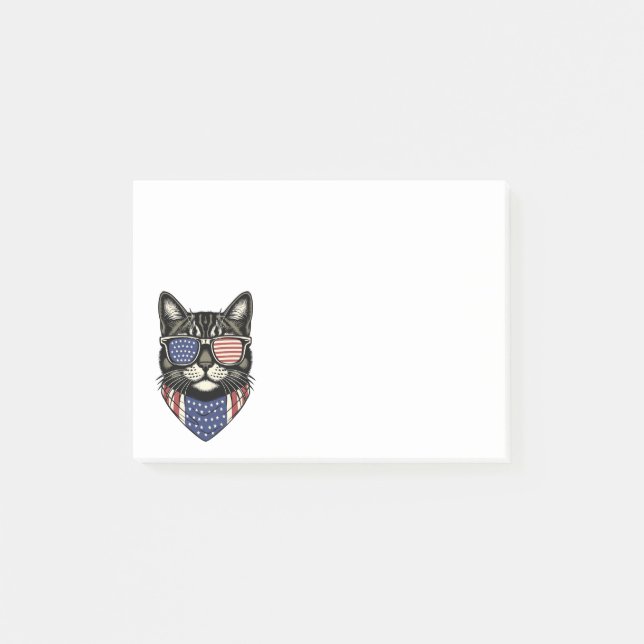 Post-it® Drapeau américain Patriotique Kitty Crazy Cat Lady (Devant)