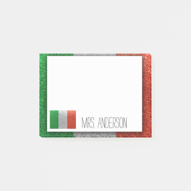 Post-it® Drapeau italien Italie Parties scintillant Enseign (Devant)