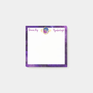 Post-it® Dream Big Purple Galaxy Gold Monogramme Petit Carr