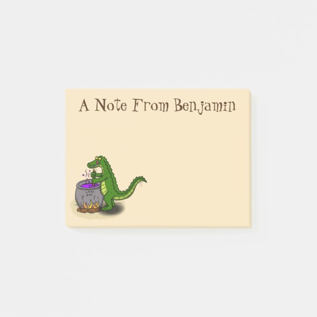 Post-it® Drôle alligator vert cuisine dessin animé (Devant)