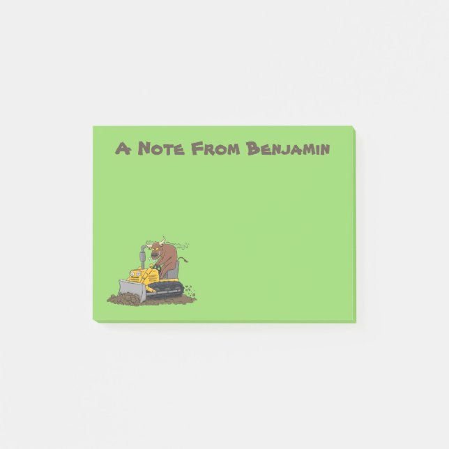 Post-it® Drôle bulldozer de conduite de taureaux (Devant)