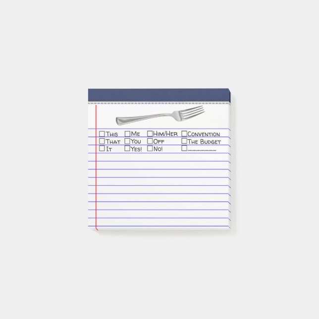 Post-it® Drôle Fourche Il Choix Multiples 3"X3" (Devant)