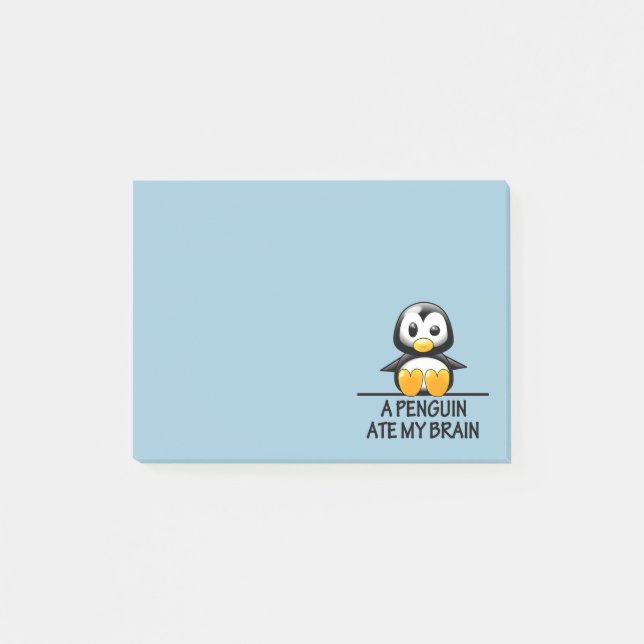 Post-it® Drôle Penguin Ate Mon Cerveau Graphique (Devant)