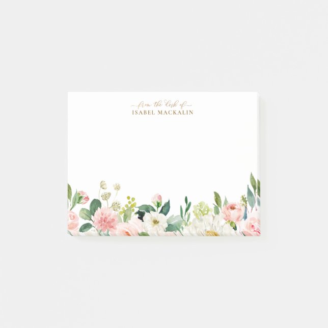 Post-it® Du Bureau De La Botanique Florale Pâle Et Rose (Devant)