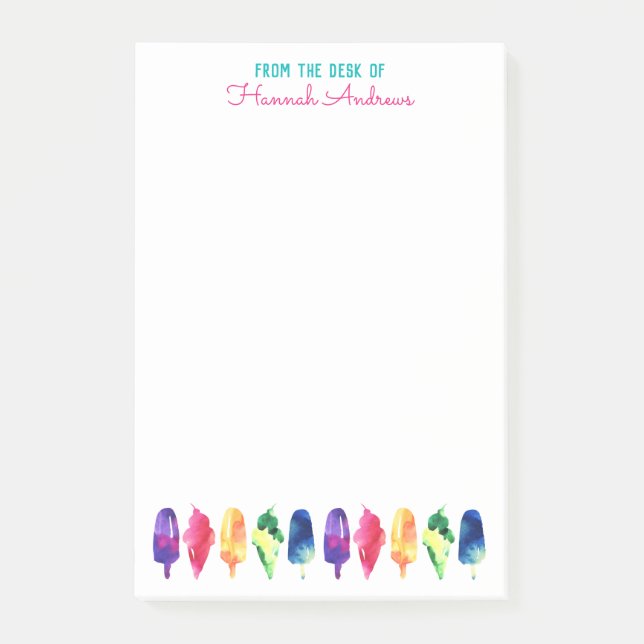 Post-it® Du bureau de la crème glacée d'aquarelle (Devant)