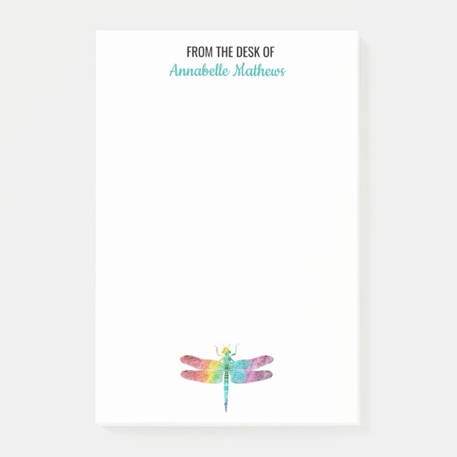 Post-it® Du bureau de la libellule d'aquarelle (Devant)