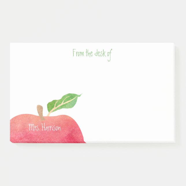 Post-it® Du bureau de l'aquarelle rouge Customized Apple (Devant)