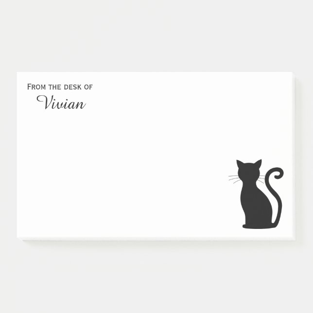 Post-it® Du Bureau De Nom Cute Black Cat Silhouette (Devant)