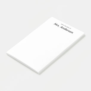 Post-it® Du bureau de Nom du professeurBlanc