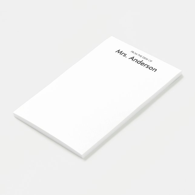 Post-it® Du bureau de Nom du professeurBlanc (Incliné)