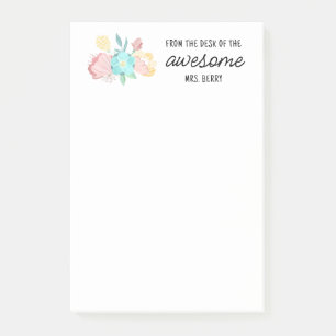 Post-it® Du Bureau des Fleurs Pastel Enseignant