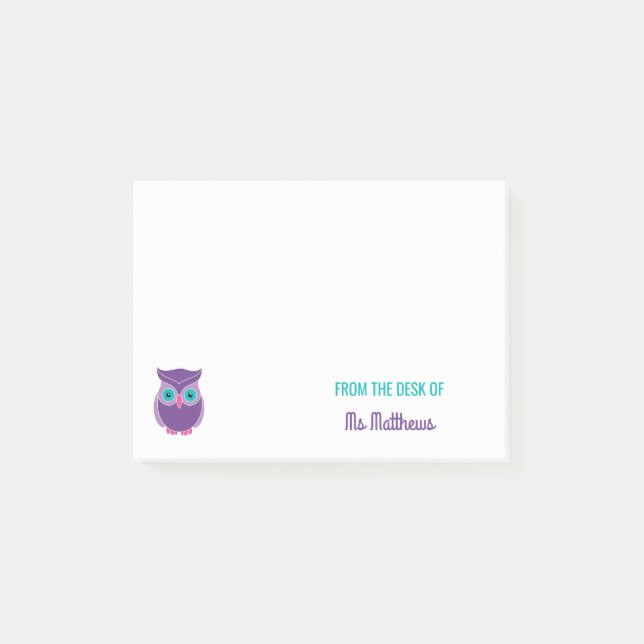 Post-it® Du bureau du hibou de professeur personnalisé (Devant)