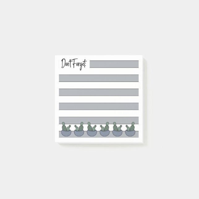 Post-it® Dusty Blue | Lined | Potted Cacti -  (Devant)
