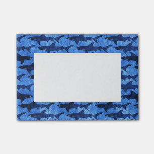 Post-it® École de motif bleu de requins
