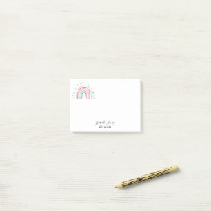 Post-it® Ecriture arc-en-ciel rose fille école personnalisé