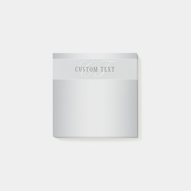 Post-it® Écriture élégante de monogramme modifiable | Gris (Devant)