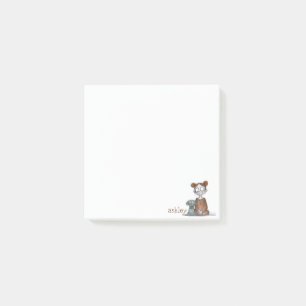 Post-it® Éffrayante fille Zombie et son chien sur blanc